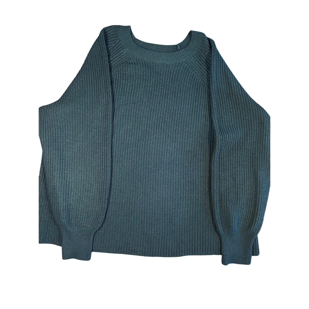 Jessica Simpson Womens XL Teal Green Shaker Knit Raglan Sleeve Pullover Sweater